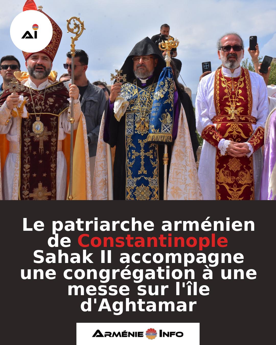 Le-patriarche-armenien-de-Constantinople-Sahak-II-accompagne-une-congregation-a-une-messe-sur-lile-dAghtamar