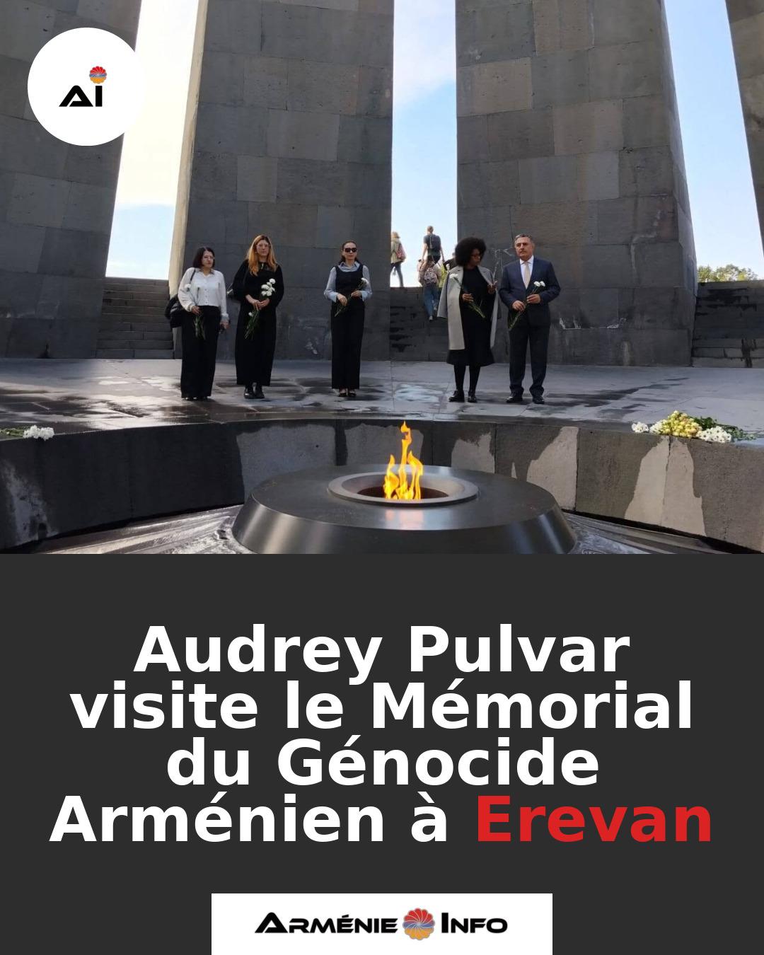 Audrey-Pulvar-visite-le-Memorial-du-Genocide-Armenien-a-Erevan